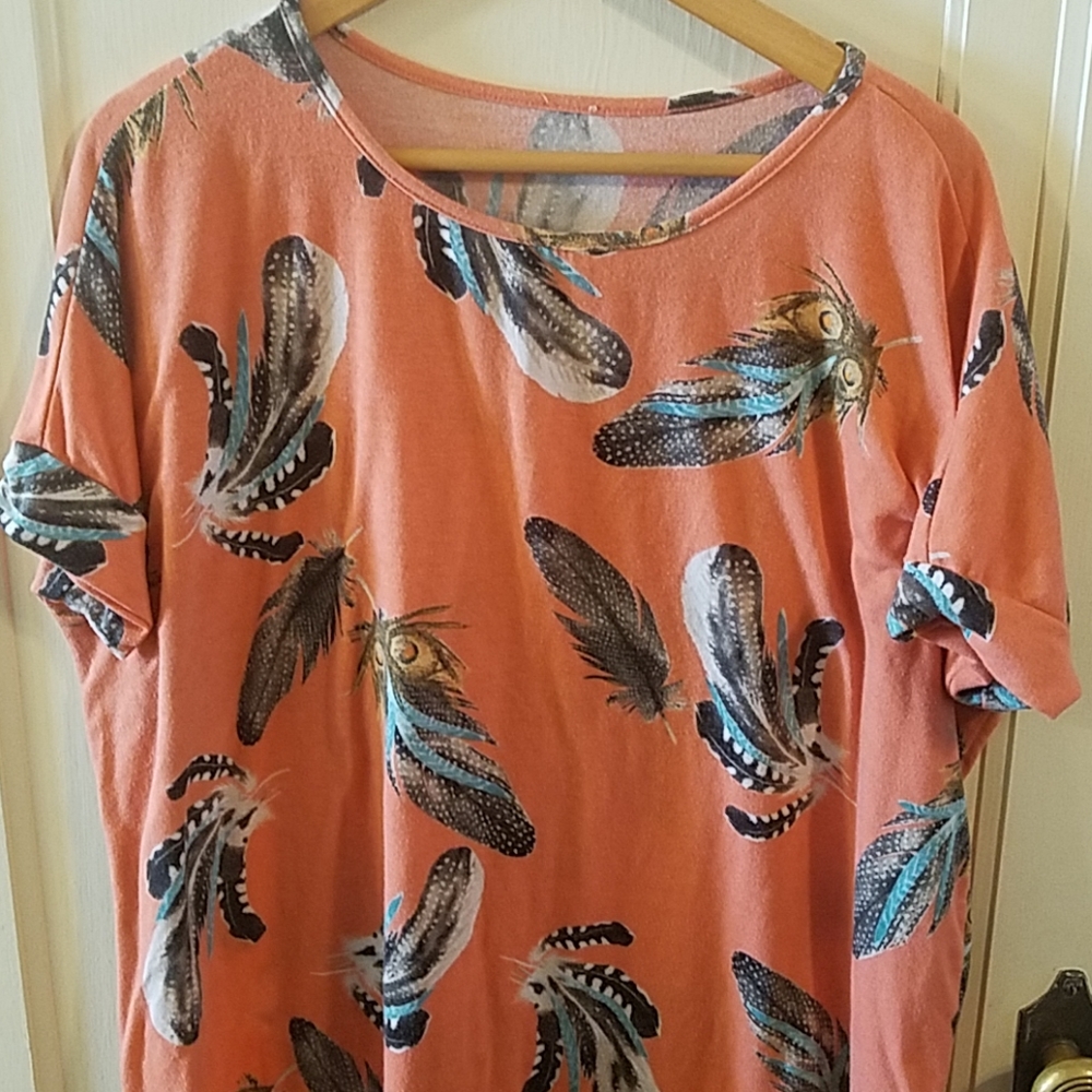 Peach feather tunic
